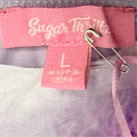 Sugar Thrillz Top Tube L Lala La Fleur Boob Purple Feathers Bandeau - Picture 8 of 9